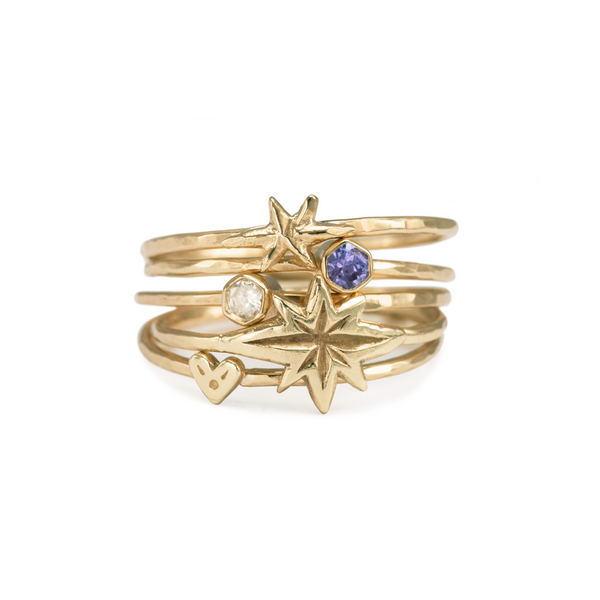 Itty-Bitty Heart Stacking Ring 9k Yellow Gold