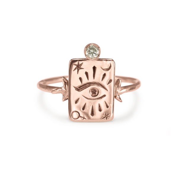 The High Priestess 9k Rose Gold Tarot Ring