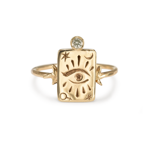 The High Priestess 9k Yellow Gold Tarot Ring