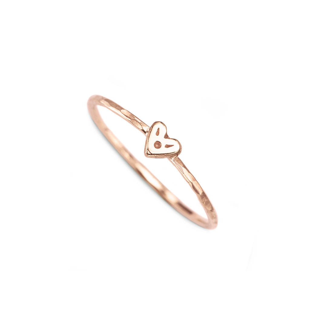 Itty-Bitty Heart Stacking Ring 9k Rose Gold