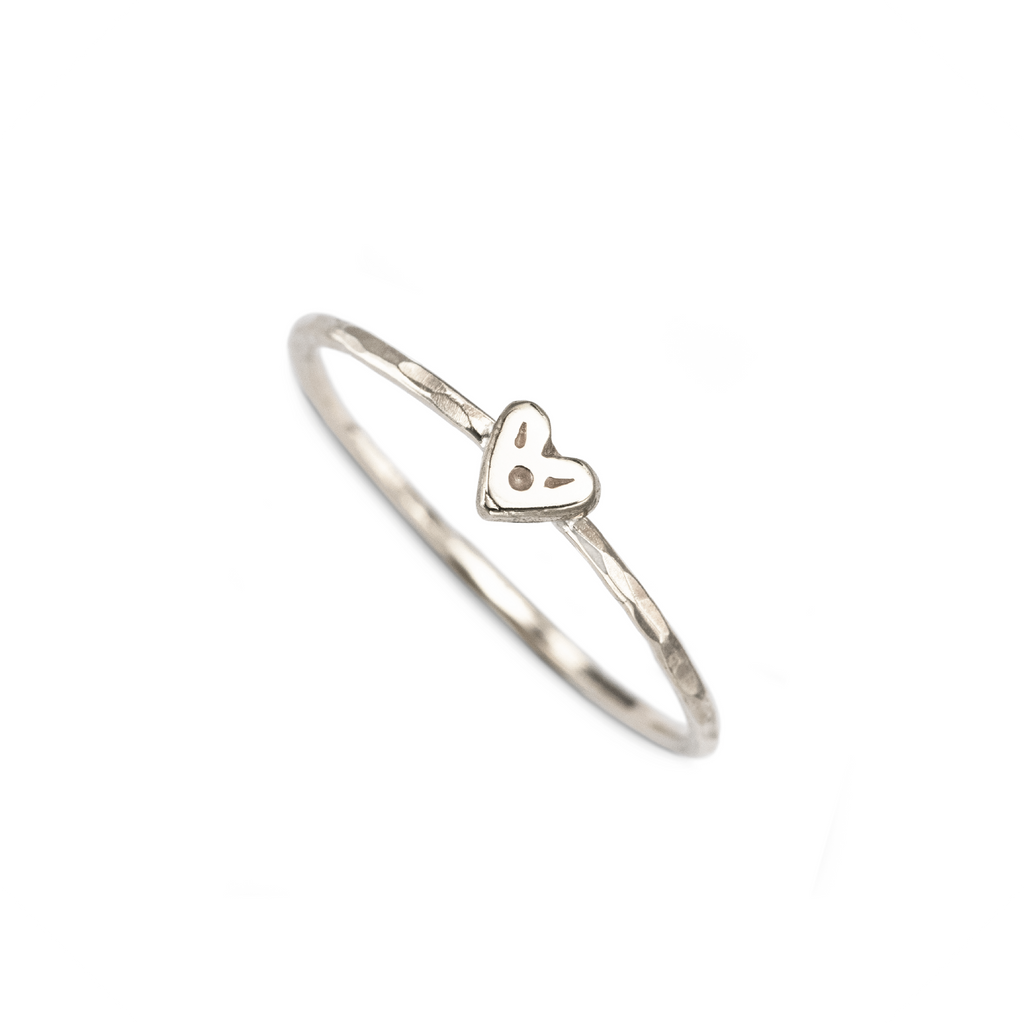 Itty-Bitty Heart Stacking Ring 9k White Gold