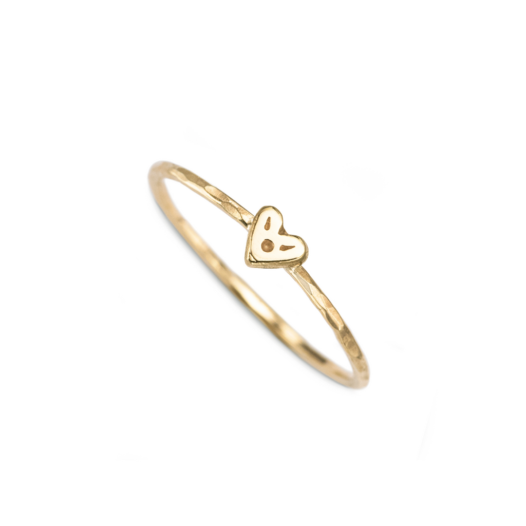 Itty-Bitty Heart Stacking Ring 9k Yellow Gold