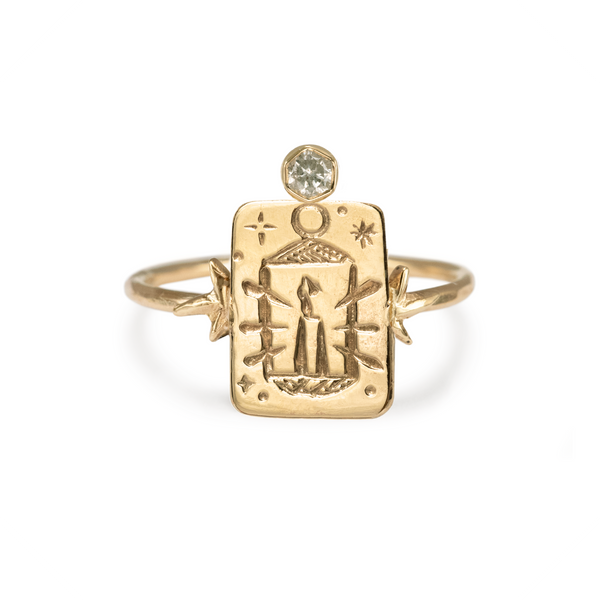 The Hermit 9k Yellow Gold Tarot Ring