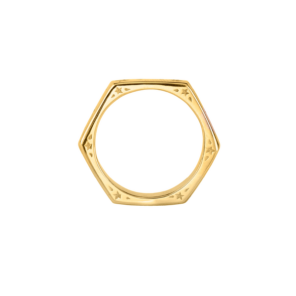 Galaxy Ring | Star Engraved Gold Wedding Band