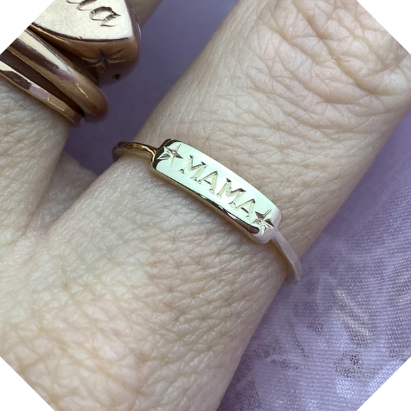 Mama Engraved Stacking Ring | Name Ring 9ct Gold