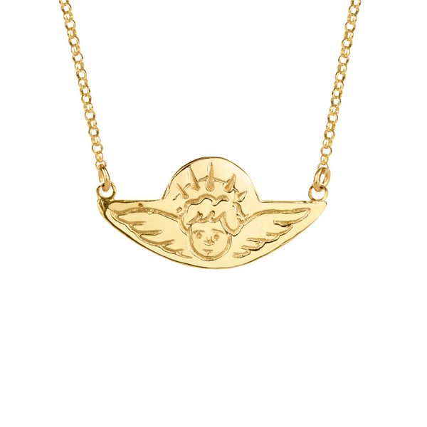 Angel Baby Cherub Necklace | Guardian Angel Necklace 9ct Gold