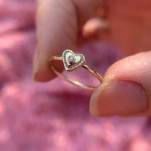 Esme Heart Stacking Ring | Promise Ring 9ct Gold