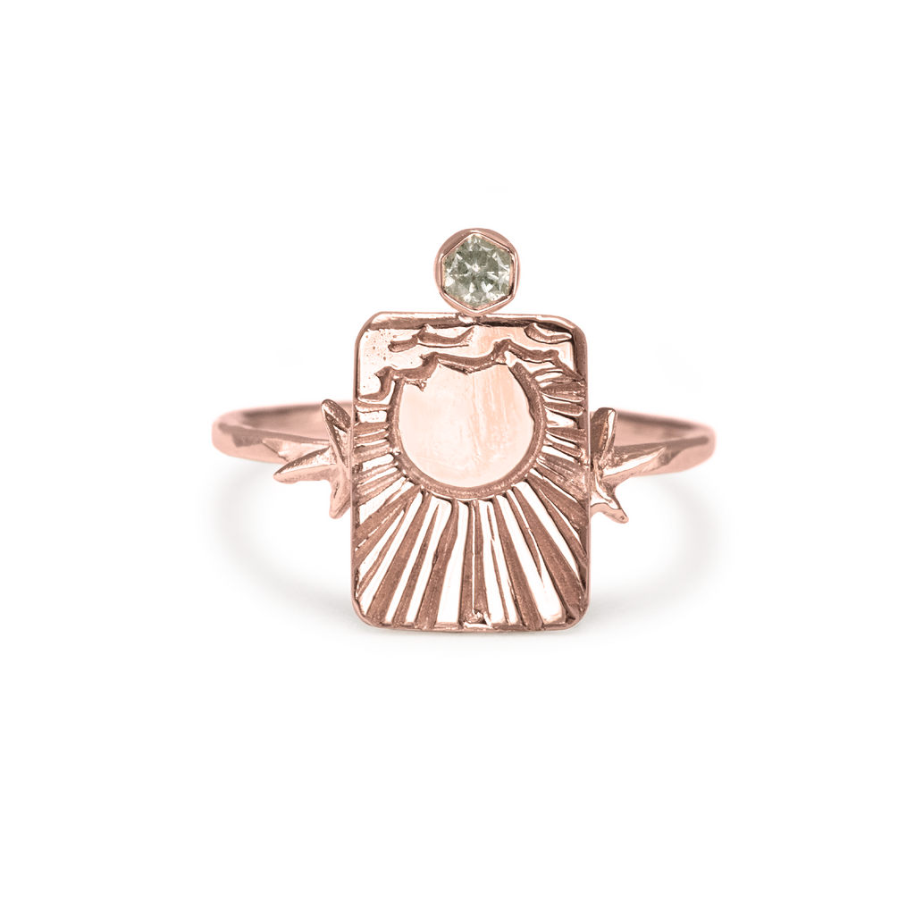 The Sun 9k Rose Gold Tarot Ring