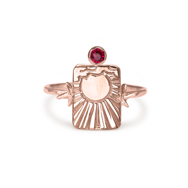 The Sun 9k Rose Gold Tarot Ring